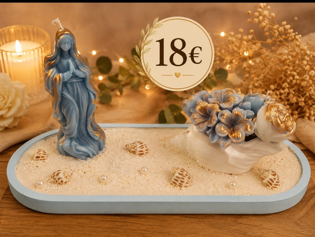 Velas artesanales de cera de abeja con figuras religiosas