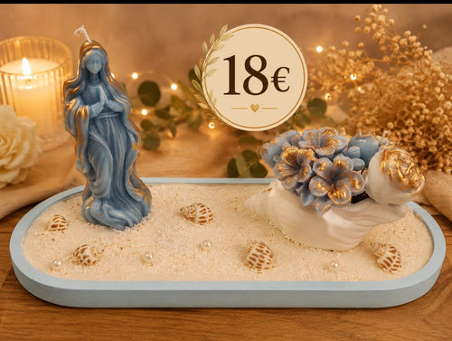 Velas artesanales de cera de abeja con figuras religiosas