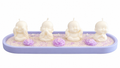 Set 4 Budas con Bandeja Lila Vainilla - vista frontal budas con cara