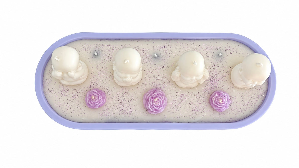 Set 4 Budas con Bandeja Lila Vainilla - vista superior